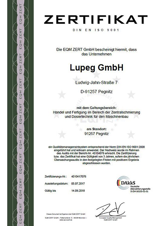 Zertifikat 2017 Zertifikat für Qualitätsmanagement